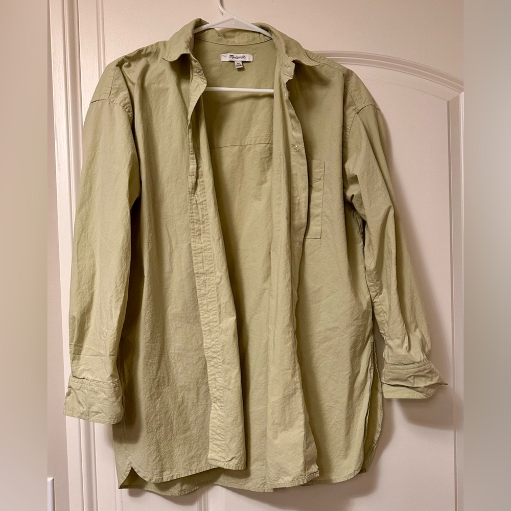 Madewell oversized buttondown, size XS, sage green